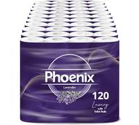 24 Phoenix Soft Lavender Fragranced Luxury Toilet Rolls Bulk Buy - Quilted White 3 Ply Toilet Paper - Pack of 24 Toilet Tissue (12 x 2 Packs) (120 Pack)