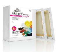 PHOENIX Square Canvas for Painting - 10x10 Inch/8 Value Pack 8 Oz Triple Primed 5/8 Inch Profile 100% Cotton White Blank Canvas Stretched Frame