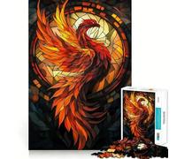 Phoenix Stained Glass 1000 Piece Jigsaw Puzzle for Adults Smart Reason Toy Home Enjoy Sharp Edge Santa Wish Item (38x52cm)