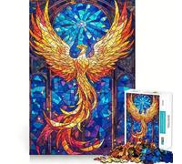 Phoenix Stained Glass 1000 Piece Jigsaw Puzzles for Adults Mind Skill Toy Casual Relax Design Assembly Art Collection Piece (50x75cm)