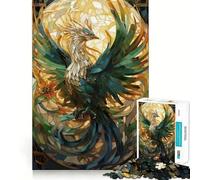 Phoenix Stained Glass Art 1000 Piece Jigsaw Puzzles for Adults Mind Skill Toy Casual Relax Design Assembly Art Collection Piece (50x75cm)