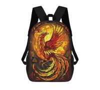 Phoenix Stained Glass Backpack, 3D Printed School Bag, School Lunch Bag, Travel Backpack, Friends Backpack, School Backpack for Girls And Boys 17inch
