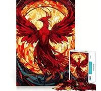 Phoenix Stained Glass Puzzle for Teenagers 1000 Pieces Mind Exercise Toy Gentle Relax Design Assembly Xmas Surprise (50x75cm)