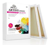PHOENIX Stretched Canvas for Painting 11x14 Inch/7 Value Pack 8 Oz Triple Primed 5/8 Inch Profile 100% Cotton White Blank Canvas Artist Framed