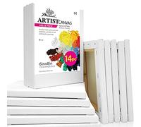 PHOENIX Stretched Canvas for Painting 6x8 Inch/14 Bulk Pack, 8 Oz Triple Primed 5/8 Inch Profile 100% Cotton White Blank Canvas, Small Framed Canvas for Oil Acrylic & Pouring Art