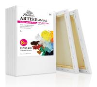 PHOENIX Stretched Canvas for Painting 9x12 Inch/8 Value Pack 8 Oz Triple Primed 5/8 Inch Profile 100% Cotton White Blank Canvas Artist Framed C