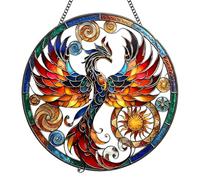 Phoenix Sun Catchers for Windows, Glass Phoenix Suncatchers for Windows, Stained Glass Window Hanging, 2D Suncatcher Glasses Panels, Garden Wall Art Outdoor for Women Men