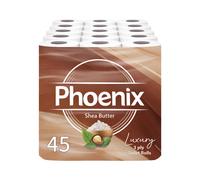 Phoenix Toilet Rolls - 45 Pack | 3 Ply Shea Butter Scented Toilet Paper | Bulk Buy, Soft, Quilted, Sustainably Sourced, Eco- Friendly Luxury Bathroo