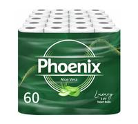 Phoenix Toilet Rolls - 60 Pack 3 Ply Aloe Vera Scented Toilet Paper Bulk