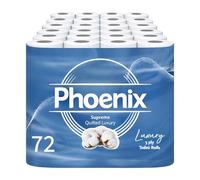 Phoenix Toilet Rolls - 72 Pack | 3 Ply Supreme Unscented Toilet Paper | Bulk Buy, Soft, Quilted, Sustainably Sourced, Eco- Friendly Luxury Bathroom Tissue