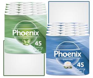 Phoenix Toilet Rolls - 90 Pack | 3 Ply Aloe Vera Scented & Quilted Luxury Unscented Toilet Paper | Bulk Buy, Soft, Quilted, Sustainably Sourced, Eco- Friendly Luxury Bathroom Tissue