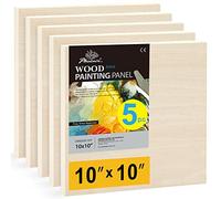 PHOENIX Unfinished Wood Panel - 10x10 Inch / 5 Pack Birchwood 3/4" Deep Square Cradled Wooden Board for Crafts, Wood Burning & Pouring Art