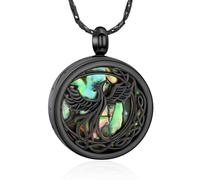 Phoenix Urn Necklace for Ashes for Women Men Stainless Steel Cremation Jewelry Abalone Shell Celtic Crescent Memorial Pendant for Holder Loved One Ash