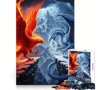 Phoenix Versus Dragon Mountain Peaks 1000 Piece Jigsaw Puzzles for Adults Jigsaw Mind Puzzle Mind Calm Art Assembly Unique Gift (38x52cm)