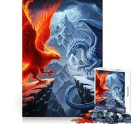 Phoenix Versus Dragon Mountain Peaks Jigsaw Puzzle 1000 Piece for Adults Smart Reason Toy Home Pastime Smooth Edge Art Collectible (50x75cm)