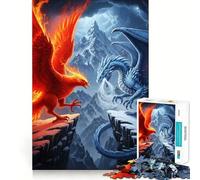 Phoenix Versus Dragon Mountain Peaks Jigsaw Puzzle 1000 Piece for Adults Smart Reason Toy Home Pastime Smooth Edge Art Collectible (50x75cm)