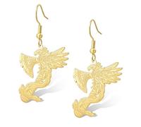 Phoenix Viking Earrings Stainless Steel Viking Axe Dangle Earrings Rise From the Ashes Phoenix Dangle Norse Mythology Jewelry Gifts (gold)