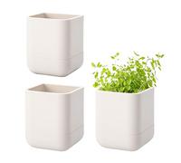 Phoenix Vine 3.5 Inch Wall Mounted Self-Watering Planter Pot for Indoor Houseplants and Herbs | Hanging Planter for Window Sills, Bathroom Walls, Home & Office Décor, Oatmeal, Set of 3, 01-A-G-3