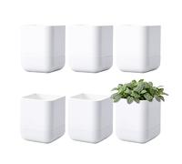 Phoenix Vine 3.5 Inch Wall Mounted Self-Watering Planter Pot for Indoor Houseplants and Herbs | Hanging Planter for Window Sills, Bathroom Walls, Home & Office Décor, White, Set of 6, 01-A-D-6