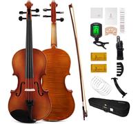 PHOENIX Violin 4/4 Full Size Kit, Fiddle Set for Beginner Adults Student with Rosewood Bow, Extra Strings&Bridge, 2 Rosins, Tuner, Case, Mute, Finger