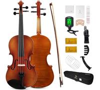 PHOENIX Violin 4/4 Full Size Kit, Violin Fiddle Set for Beginner Adults Student with Rosewood Bow, Extra Strings & Bridge, 2 Rosins, Tuner, Case, Mute, Fingerboard Stickers, Shoulder Rest