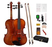 PHOENIX Violin 4/4 Full Size Set, Fiddle Solid Wood for professional Beginners Adults Kid with Ironwood Octagonal Bow & Rosewood Bow Extra strings & Bridge, 2 Rosins, Tuner, Mute, Case