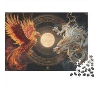 Phoenix Vs Dragon Art Print 1000-Piece Puzzle for Adults, 38x26cm/1000pcs; for A Quiet Evening Project at Home; Smooth White Card with Reduced Dust