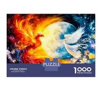 Phoenix & White Bird 1000 Pieces Jigsaw Puzzle Set Mythical Creatures Premium Jigsaw Puzzle Sturdy Cardboard Couple Partners Ultra Difficult Christmas 52x38cm/1000p