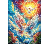 Phoenix with Dove in Flames 300 Pc DIY Jigsaw Puzzle Mitos Animal Planta Puzzles for Adults Teens Hard Challenging Team Building Stress Reducing Autumn High-grade Rigid Cardboard 300 PCS