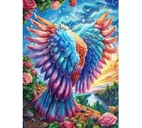 Phoenix with Rainbow Feathers 1000 Pc Classic Jigsaw Puzzle Animal Plant Puzzle for Adults Hard Challenging Hobby Home Decor Poster High-grade Rigid Cardboard 1000 PCS