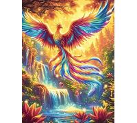 Phoenix with Rainbow Feathers Over A Magical Waterfall 1000 Piece Pack Classic Jigsaw Puzzle Wildlife Plant Couple Puzzle Partners Ultra Difficult Wall Decor Easter New Year Cardboard 10