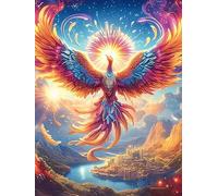 Phoenix with Rainbow Feathers Over A Magical Waterfall 500 Piece Jigsaw Puzzle for Adults Wildlife Plant Jigsaw Morning Leisure Activity Vibrant Brainteaser Perfect Holiday Present Home Decor Accent