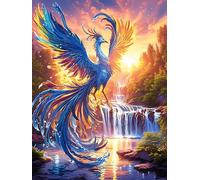 Phoenix with Rainbow Feathers Over A Waterfall 1000 Piece Jigsaw Puzzle for Adults Wildlife Pet Jigsaw Weekend Chill Out Activity Challenging Colourful Puzzle for Friends 1000 PCS
