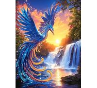 Phoenix with Rainbow Feathers Over A Waterfall 300 Piece Jigsaw Puzzle for Adults Wildlife Pet Jigsaw Weekend Craft Activity Parent Child Bonding Vibrant Design Perfect Festival Gift 300 PCS