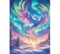 Phoenix with Rainbow Feathers Over A Waterfall 500 Piece Pack Classic Jigsaw Puzzle Wildlife Pet Cute Couple Puzzle Partners Ultra Difficult Wall Decor Easter New Year Cardboard 500 PCS