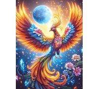 Phoenix with Rainbow Feathers Under The Moon 1000 Pc DIY Jigsaw Puzzle Wildlife Pet Cute Puzzles for Adults Teens Hard Challenging Team Building Stress Reducing Autumn Gift 1000