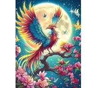 Phoenix with Rainbow Feathers Under The Moon 300 Piece Jigsaw Puzzle Pack Wildlife Plant Teens Beginners Cognitive Development Puzzle Fans Group Play Anniversary Recycled Cardboard 300 PCS