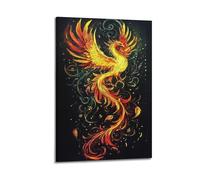Phoenix with Swirls Wall Art, Artistic Print, Fantasy Poster, Unique Canvas Picture Artistic Wall Mural Modern Hanging Decor Poster12x18inch(30x45cm)