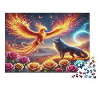 Phoenix Wolf Fantasy Jigsaw Puzzles 1000 Pieces of Premium Cardboard Jigsaws for Adults for Relaxing Activities for Adults And Mindfulness Activities 52x38cm/1000pcs