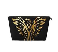 Phoenix Womens Makeup Bag Leather Travel Toiletry Organizer Wash Bag Cosmetic Pouch with Zipper Girls Handbag Gold