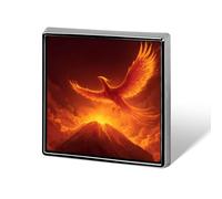 Phoenix1 Soaring Above Volcano Funny Lapel Pins Square Brooch Tie Suit Dress Accessories for Men Women Wedding Birthday