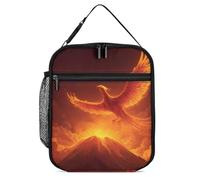 Phoenix1 Soaring Above Volcano Funny Lunch Bag Insulated Lunch Box with Detachable Handle for Work Travel Picnic