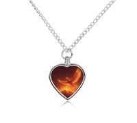 Phoenix1 Soaring Above Volcano Personalized Pet Urn Necklace Keepsake Urn Pendant Cremation Jewelry Gifts for Dog Cat Lover