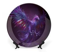 Phoenixes U.S.A. Flag Feather Ashes Bone China Decorative Plates Wall Table Crafts Display Decor for Home Office