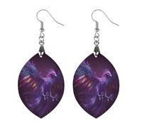 Phoenixes U.S.A. Flag Feather Ashes Women's Earrings Wooden Pendant Dangle Jewelry Stylish Accessories for Party