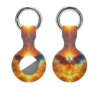 Phoenixs Bird Sun Trendy GPS Cases Holder with Key Chain Ring Portable Protective Covers Compatible with Airtag