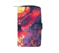 Phoenixs Burning Doomsday Sun Long Purses for Women Leather Card Holder Mens Wallet Coin Purse