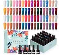 Phoenixy 40 Pcs Gel Nail Polish Set, 36 Colours Red Violet Gel Nail Polish with Glossy Matte Base Top Coat, UV LED Soak Off Nail Kit Gift for Women (Glass Bottle)