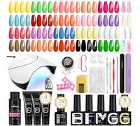 PHOENIXY 43PCS Gel Nail Kit with U V Lamp, 20 Colours Gel Nail Polish and 3 Colours Poly Extension Builder Gel with Slip Solution, Poly Nail Polish Gel Complete Starter Kit Gifts for Women