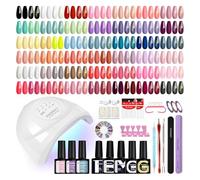 Phoenixy 55 Colours Gel Nail Polish Set, 60Pcs Gel Nail Kits with U V Lamp, Soak Off Gels Polish Pink Purple Blue All Seasons Colours with Base Top Coat Nails Kit Gift for Women